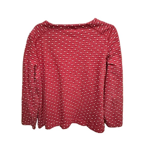 Coldwater Creek size XL 100% cotton red Swiss dot cropped long sleeve top - Picture 2 of 7